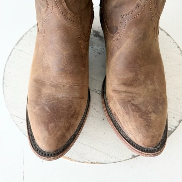 Lane PLAIN JANE Midi Boots Womens Cowboy 8 Western Brown Leather Short Ankle - Picture 7 of 12